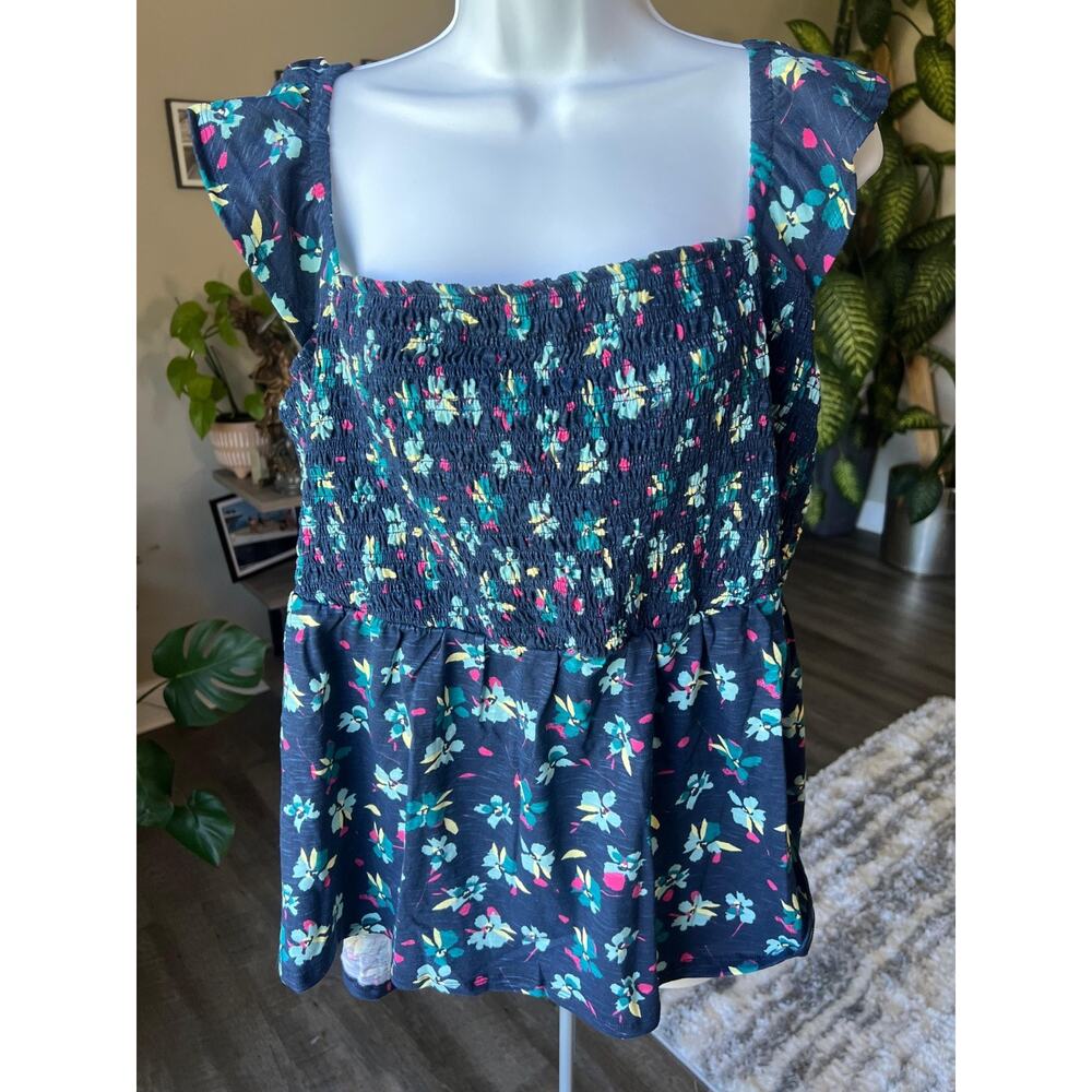 Lane‎ Bryant Floral Chiffon Sheer Lace Trim Blouse Plus 22/24 NWT #473